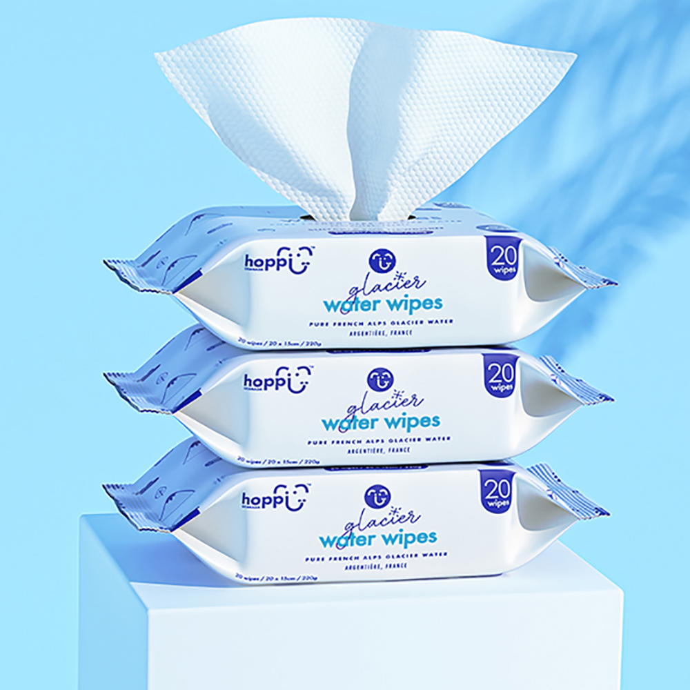       【Hoppi】阿爾卑斯山冰川水濕巾 嬰兒濕紙巾 - 20抽x5包x