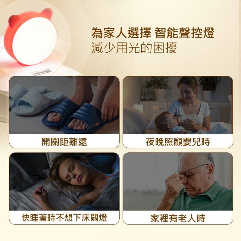 萌貓可愛語音聲控夜燈 小夜燈 