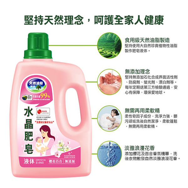 【南僑】水晶肥皂洗衣液體補充包(1600gx6包/組)(薰衣馬鞭草/櫻花百合)