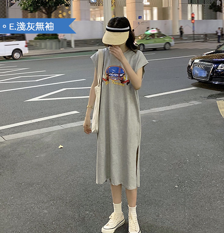 韓版時尚棉質休閒連身裙 長版修身連身裙 多色