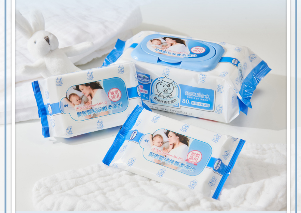 【貝恩Baan】嬰兒保養柔濕巾80抽+愛樂寶洗衣液薰衣草補充包1L