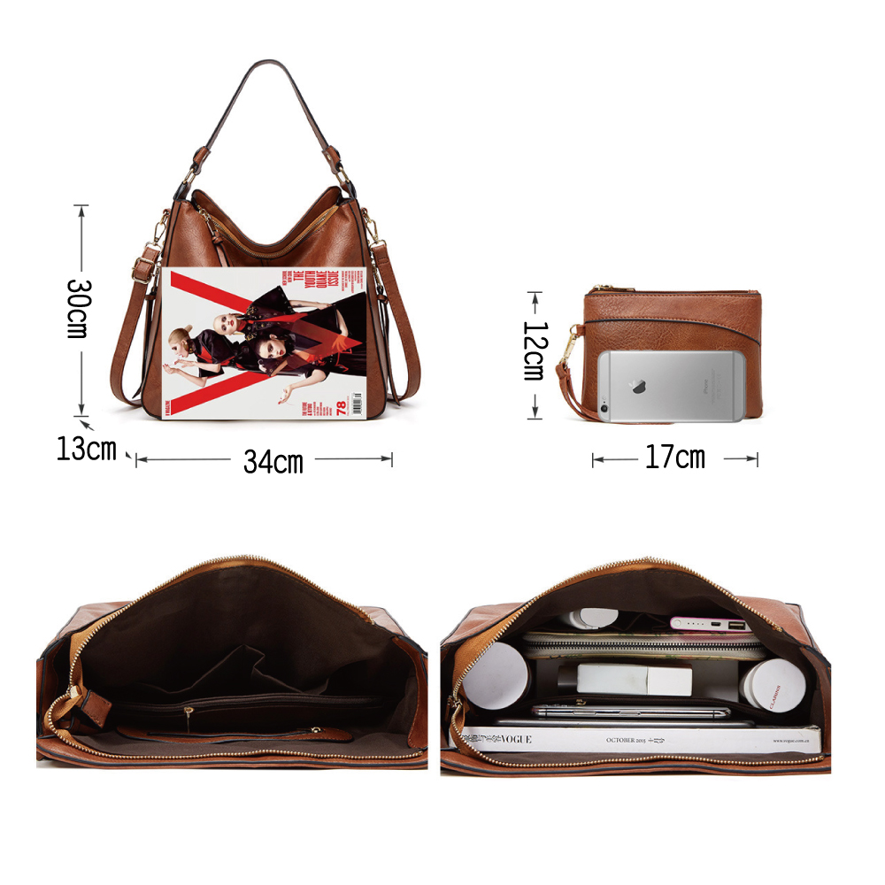 通勤大容量時尚多功能兩件組斜背包 肩背包 多色任選