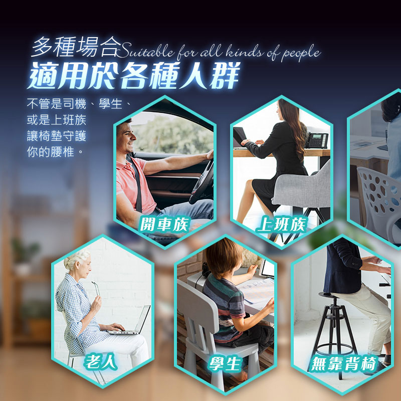 人體工學久坐不累矯姿護腰坐墊