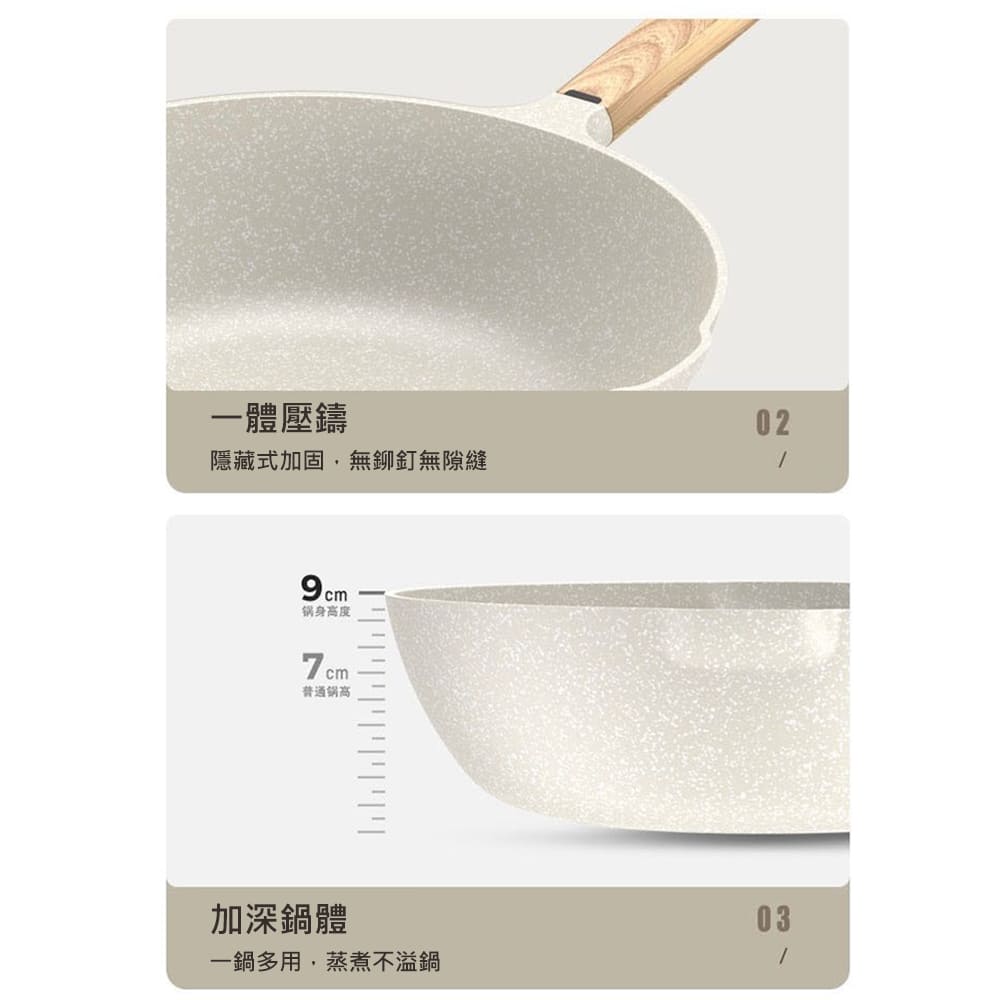(福利品)日式麥飯石加深不沾炒鍋28/30cm(含蓋) 不挑爐具/可IH