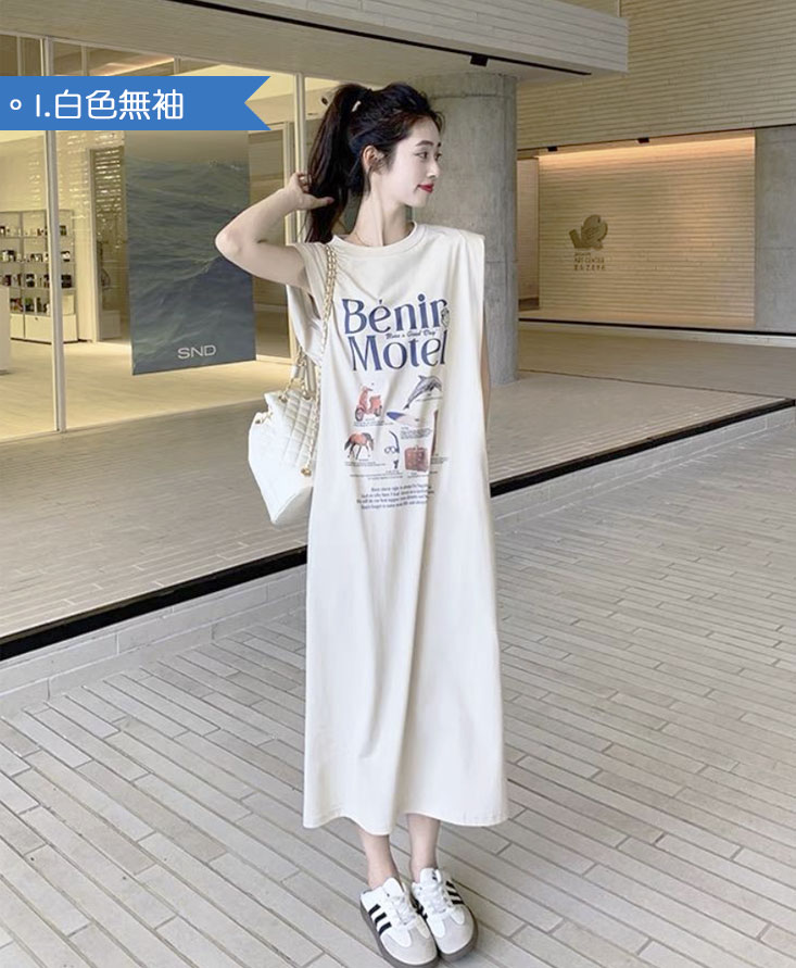 韓版時尚棉質休閒連身裙 長版修身連身裙 多色
