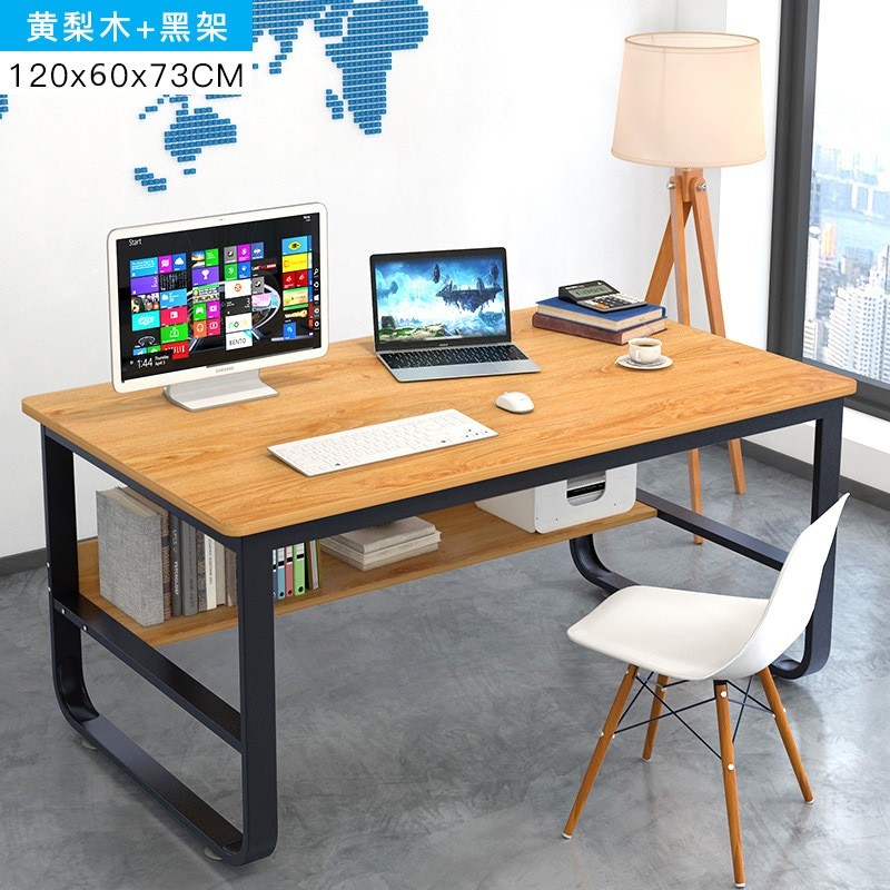       【MINE家居】鋼木電腦桌 120x60 暖白+白架(美規耐用級書