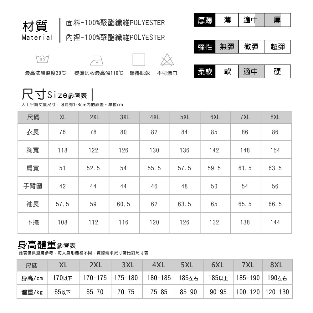 超大碼防風防水工裝鋪棉機能襯衫保暖厚外套 耐磨抗撕裂 XL-8XL