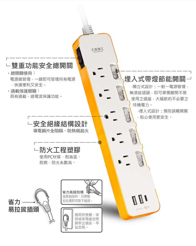 【太星電工】延長線超值組(OCV65306 OCB61304)