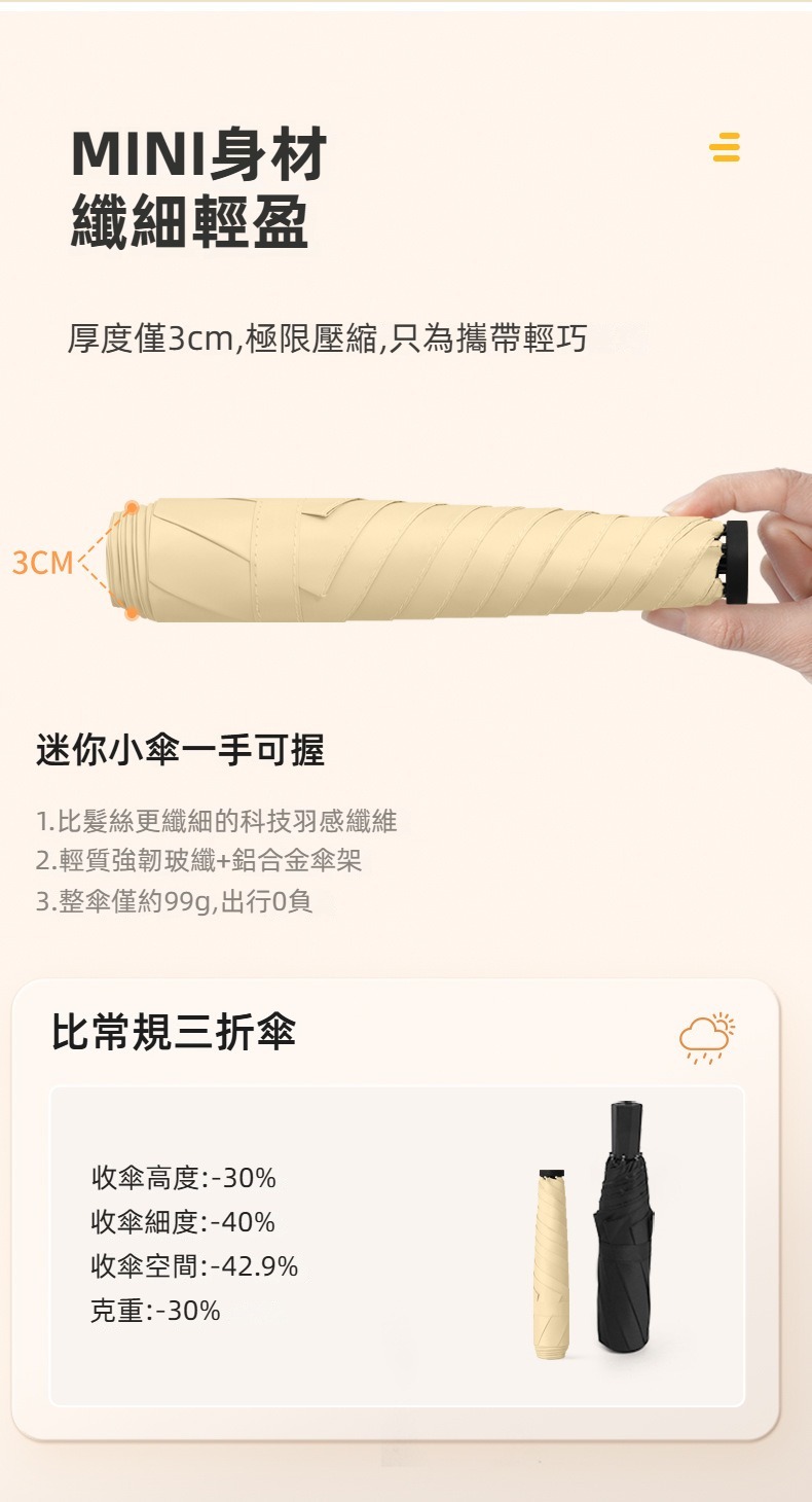 防曬抗UV超輕量羽毛晴雨傘 陽傘 小傘 輕量傘 迷你傘