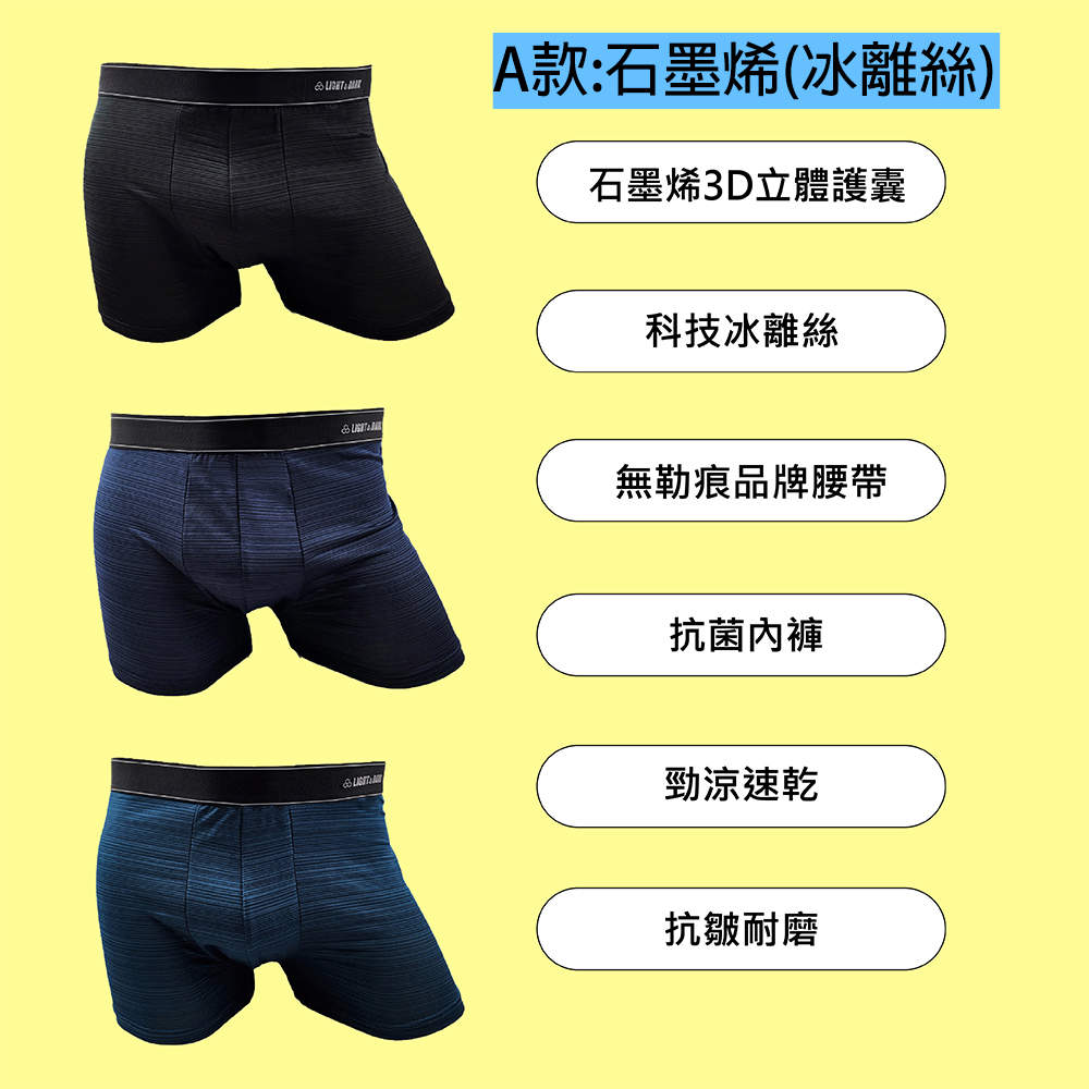 超導石墨烯3D護囊動能男平口褲 3款可選 M-XXL
