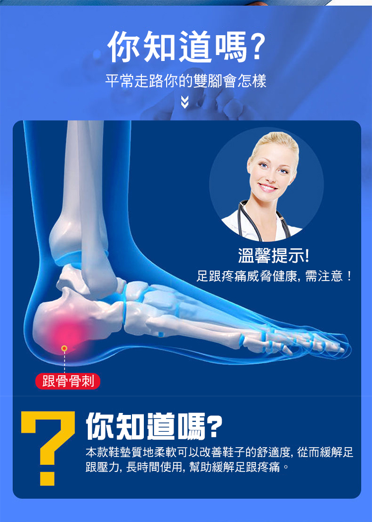 久站神器足底緩壓矽膠墊/矽膠緩解足底鞋墊後跟墊