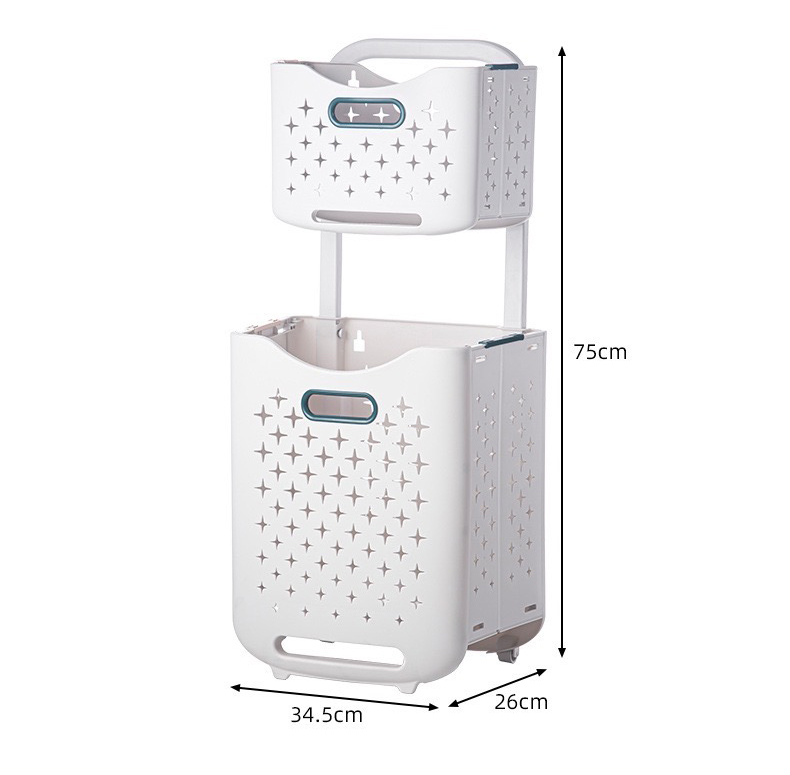多功能折疊壁掛髒衣洗衣籃 帶輪推車