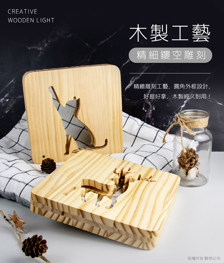       【aibo】創意夢幻 USB原木相框LED小夜燈