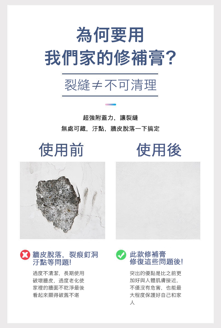 家用防水防霉牆面修補膏