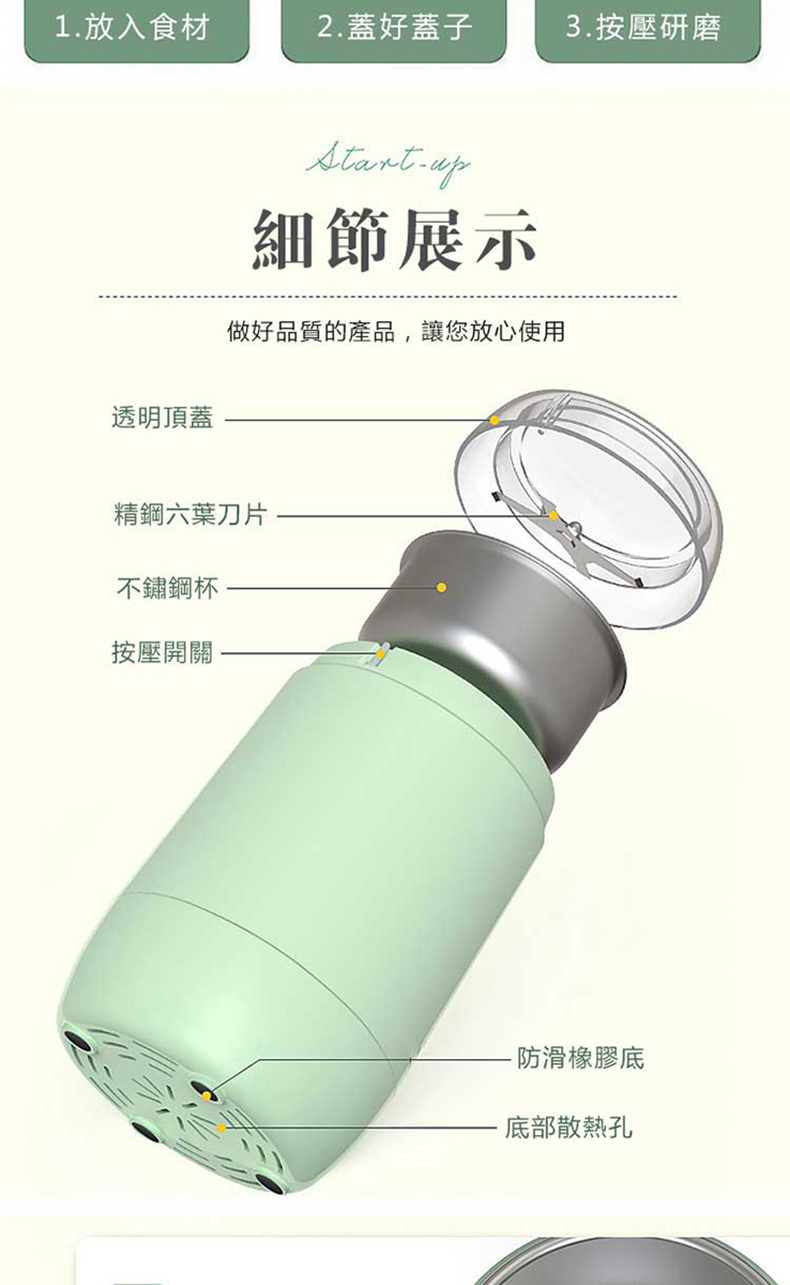 【小倉Ogula】多功能不鏽鋼杯食材研磨機(粉碎機 磨豆機)