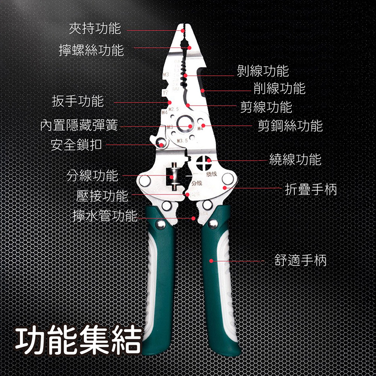 多功能便攜折疊剝線鉗 剪線鉗 尖嘴鉗 鉗子 老虎鉗 電工鉗 五金