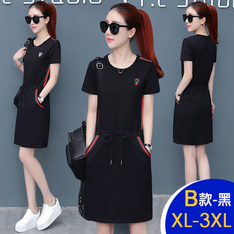 韓國時尚簡約修身顯瘦寬鬆中長洋裝 連身裙 L-4XL 多款任選