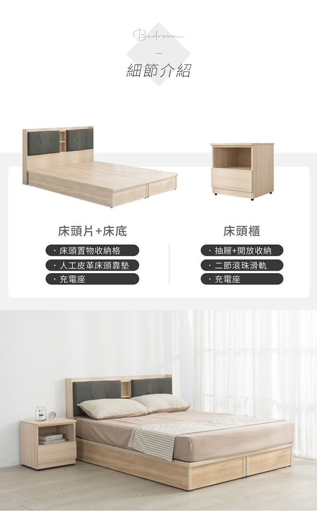 MIT寢室雙人五尺家具套組耐磨耐刮3色任選(三件組無床墊/四件組有床墊)