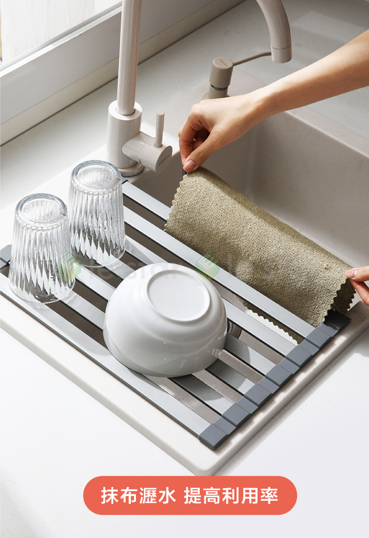 【FaSoLa】防鏽鋁合金可折疊式瀝水架 水槽收納架 加粗耐重