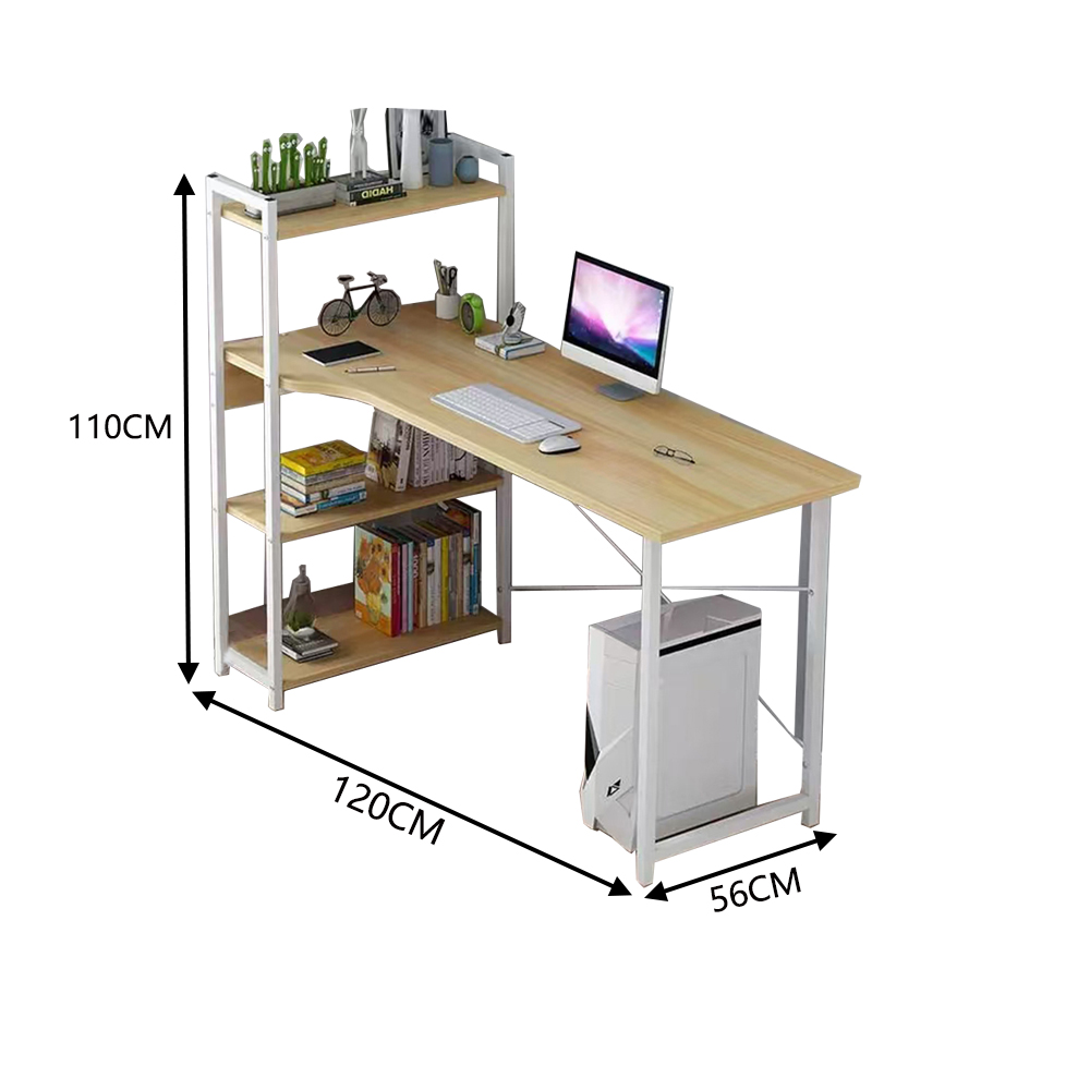 【E家工廠】120公分書桌 電腦桌 側櫃書桌 工作桌  338-KC（白橡木色）
