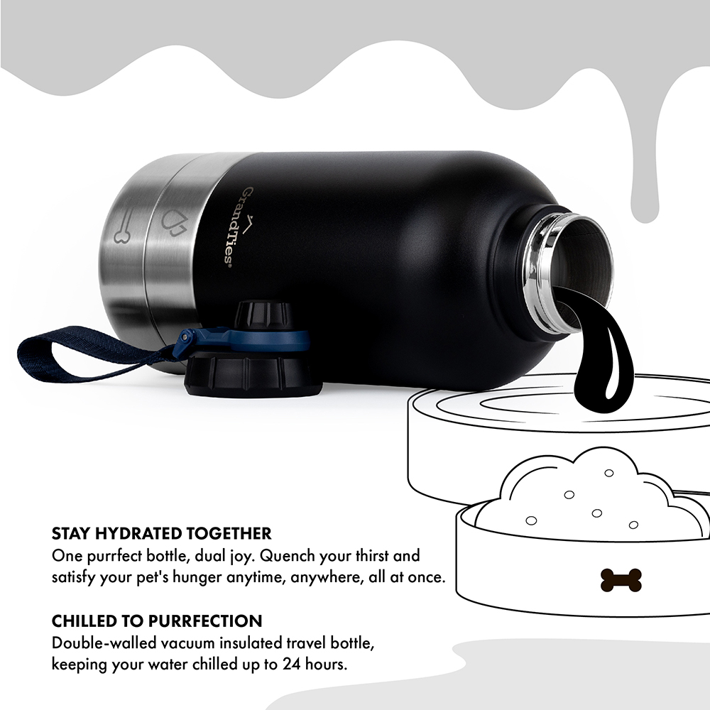 【GrandTies】1890ML雙碗寬口真空不鏽鋼寵物保溫瓶