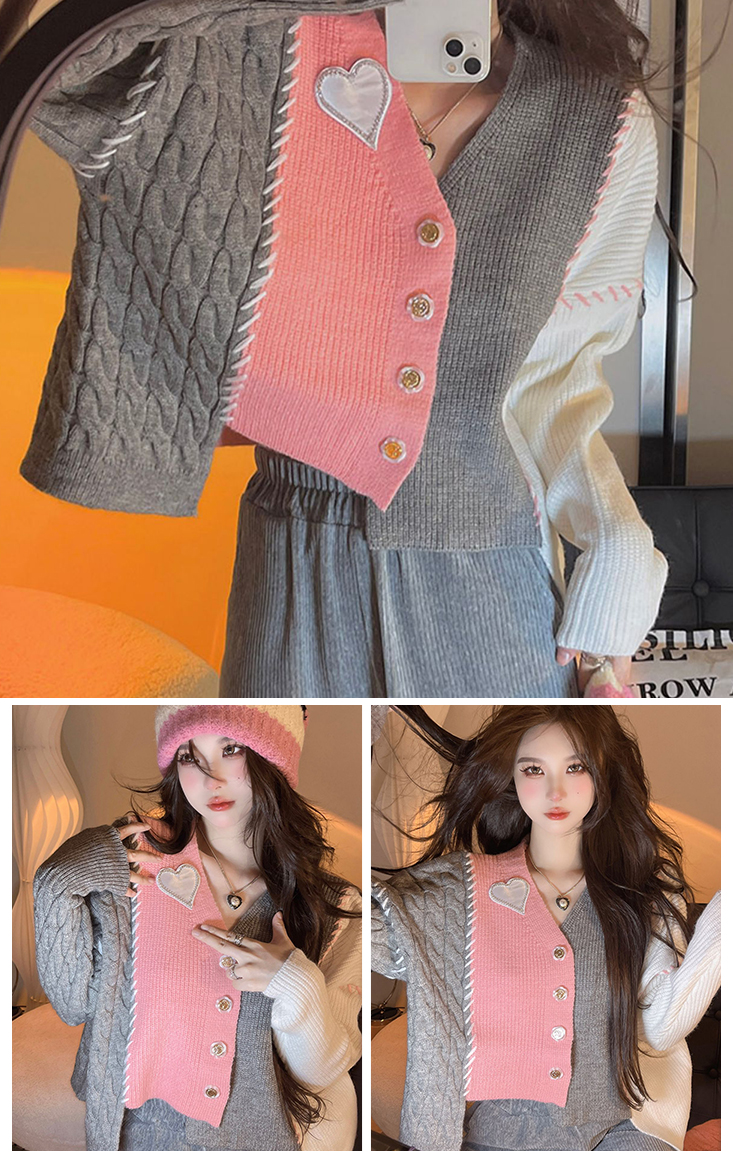 韓版不規則愛心設計感毛衣