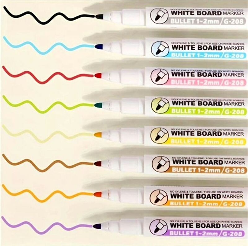 磁吸擦頭白板筆 8色一組