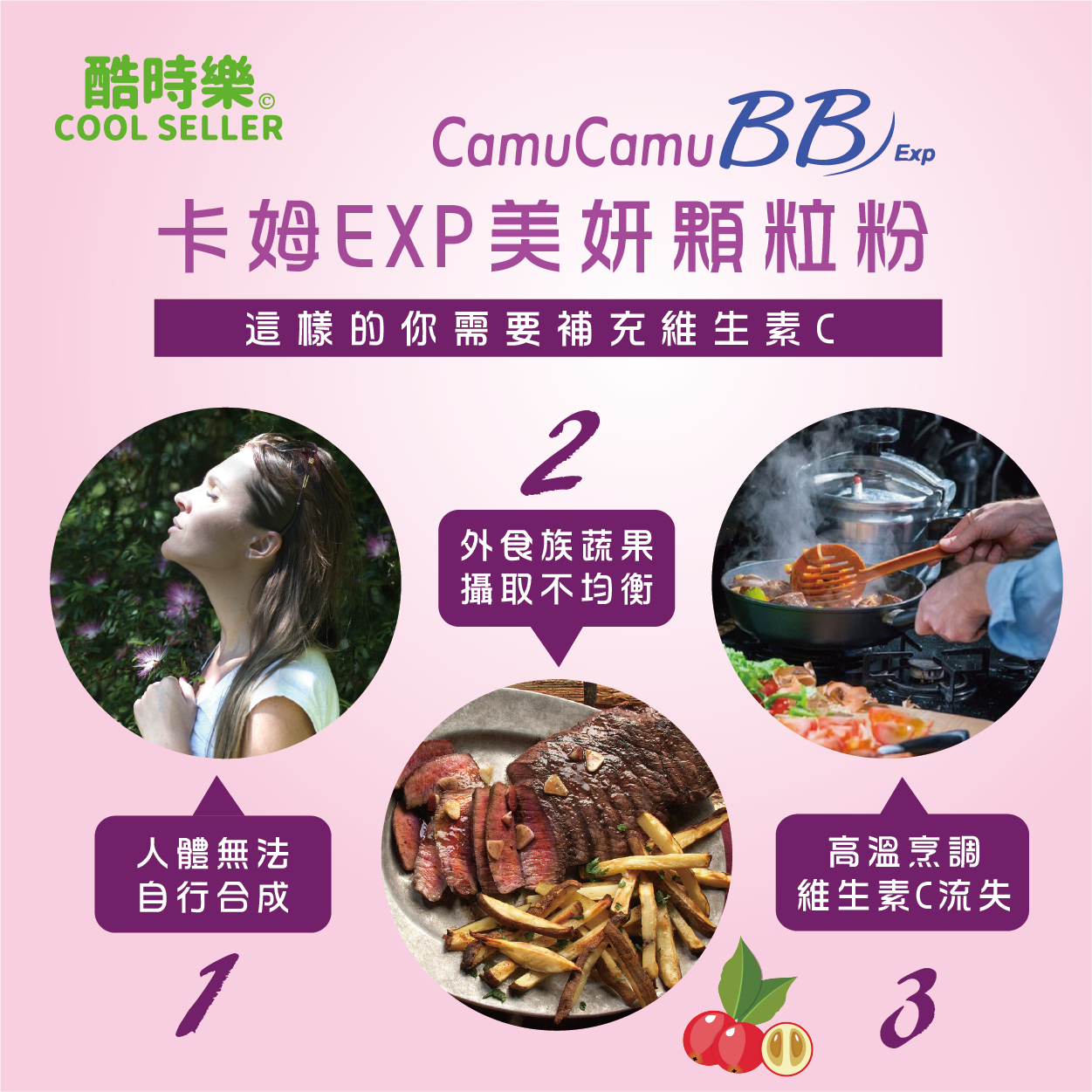 【酷時樂】卡姆EXP Plus顆粒(15包/盒) 日本製造 卡姆果維他命C+P