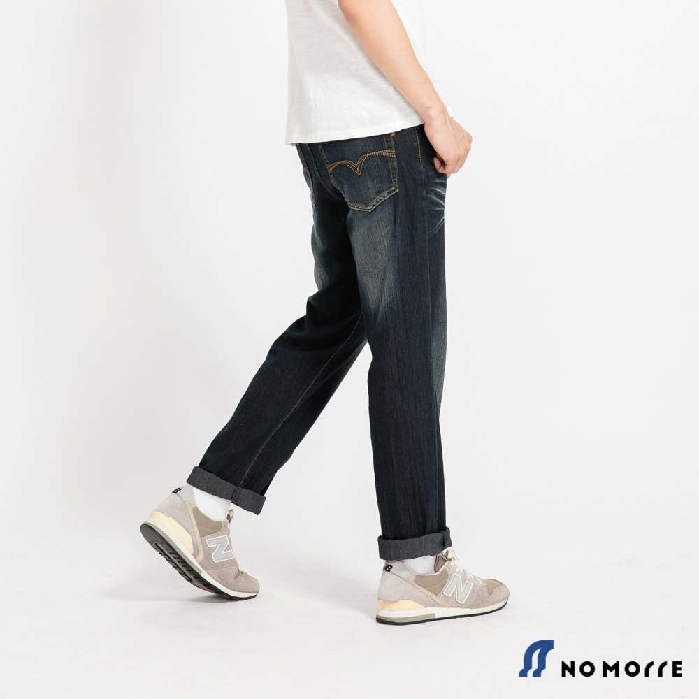       【NoMorre】輕薄 透氣 彈力 水洗 鐵灰刷色 直筒 牛仔褲