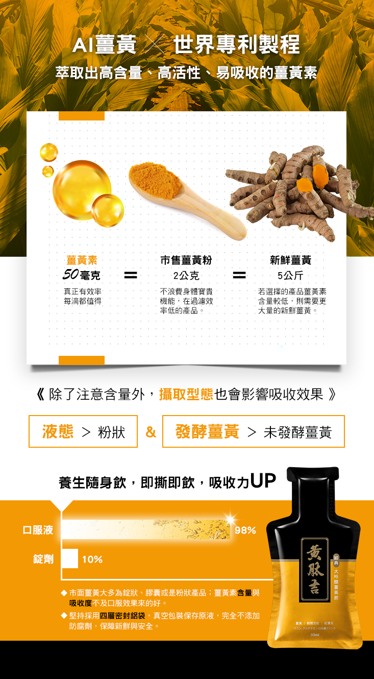 【交擎生技】黃肽吉-大吟釀發酵薑黃飲(10包/盒)