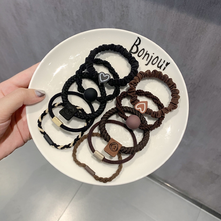 咖啡奶茶色高彈耐用髮圈組