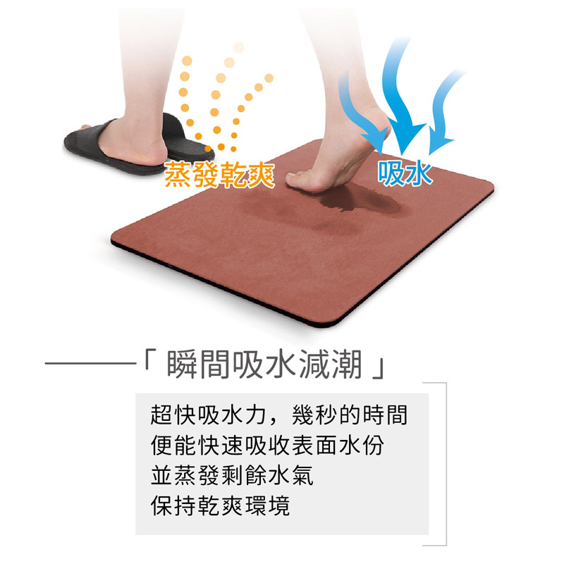 (福利品)【家適帝】軟式硅藻土PU止滑吸水速乾緩震地墊