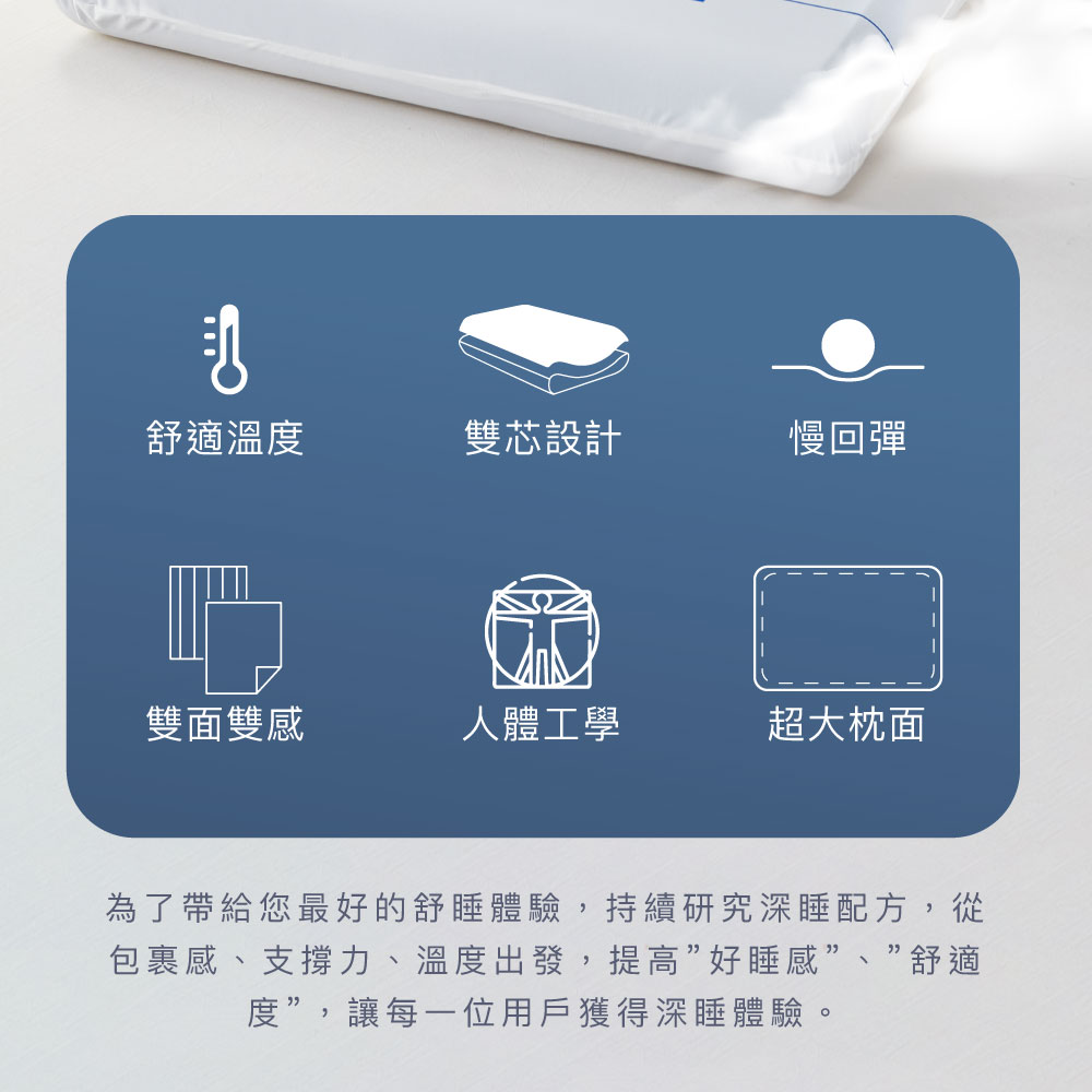 【BEST】深睡雙芯記憶枕 高密度記憶棉 釋壓記憶枕頭 贈防潑水大和枕套(灰)