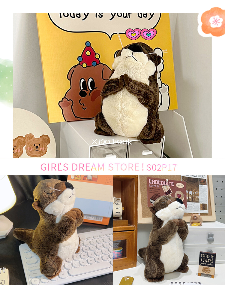 超可愛仿真祈福水獺玩偶 抱枕