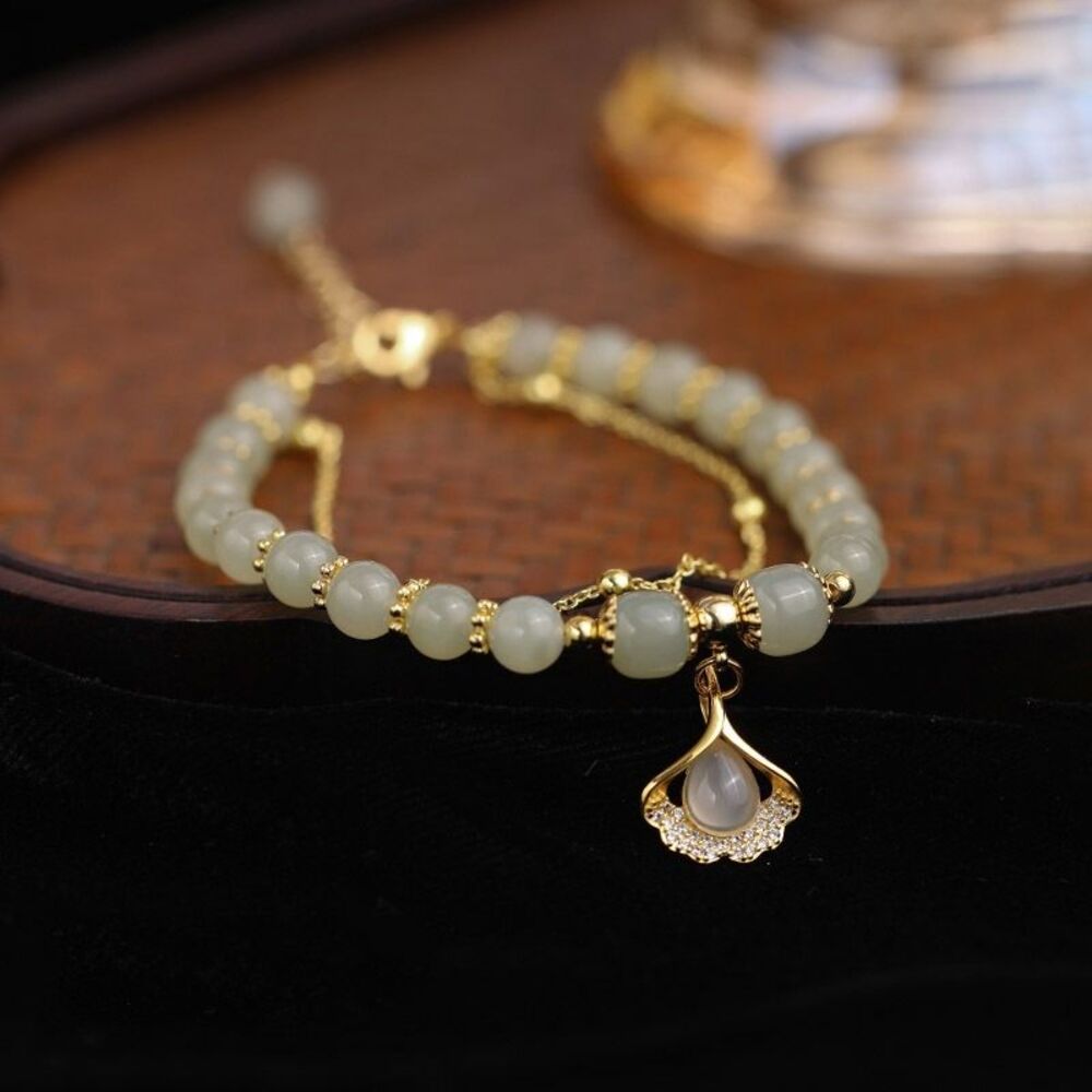 【杏和田】杏葉和田玉國風手鍊 情人節禮物 