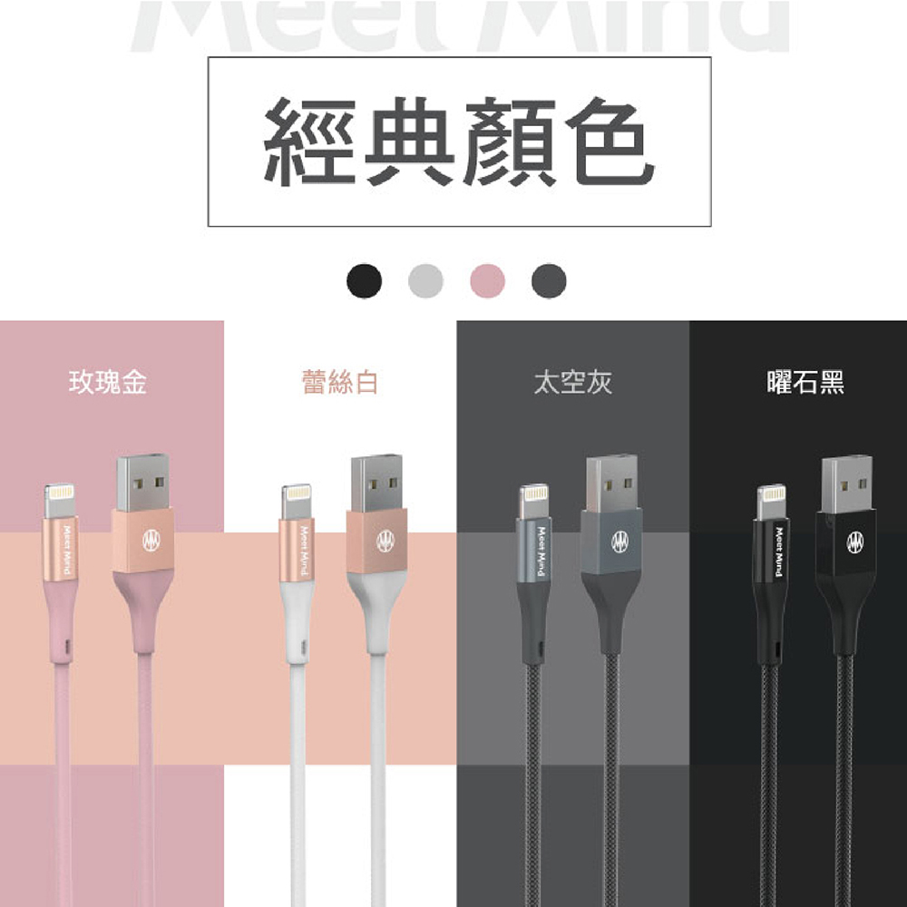 【MeetMind】 APPLE Lightning MFi PET編織傳輸充電