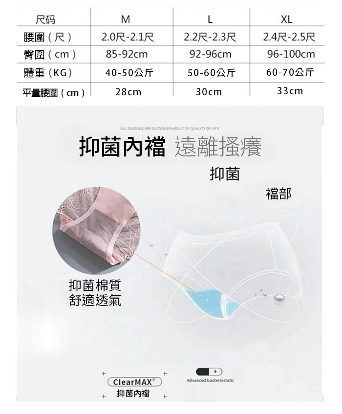 冰絲無痕抑菌蕾絲內褲