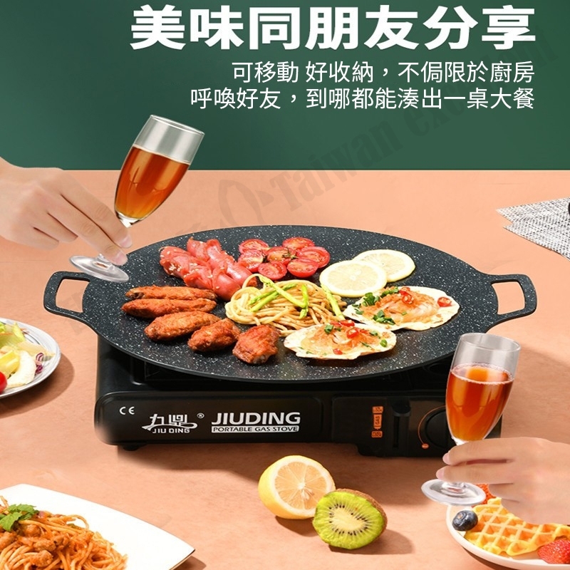 【小魚嚴選】烤盤附矽膠防燙握把 電磁爐通用款/直火款 (附防燙握把/麥飯石)