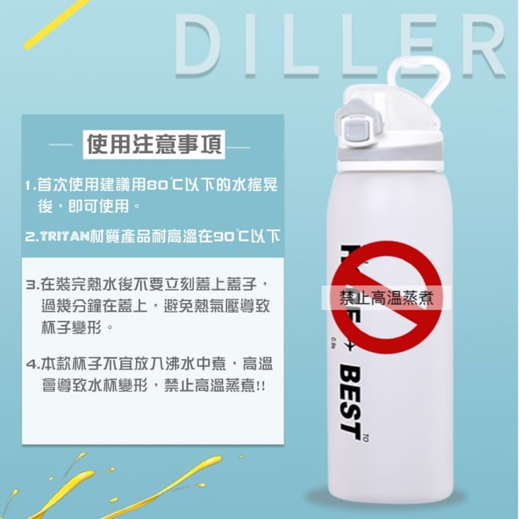 美國進口Tritan材質防摔運動水壺 密封防漏磨砂透明水瓶