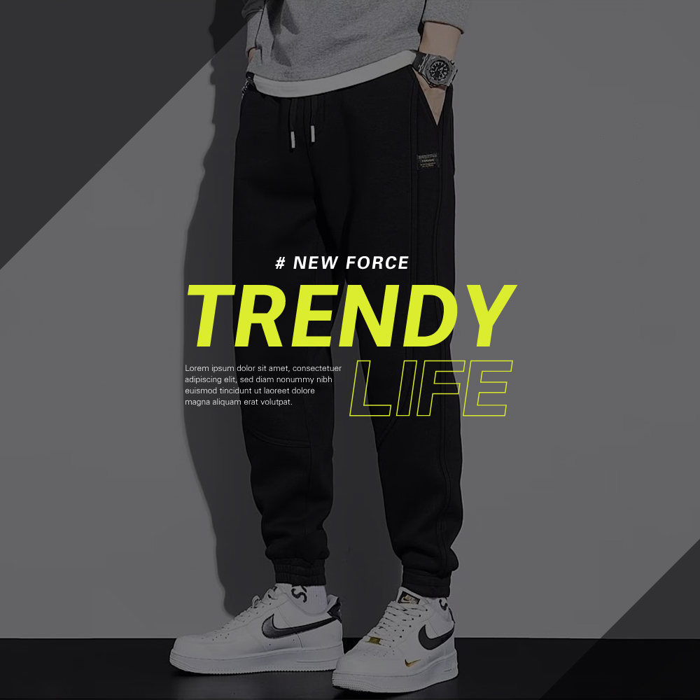  XL-4XL大尺碼拼貼抽繩棉質束口運動休閒長褲-3色 休閒褲