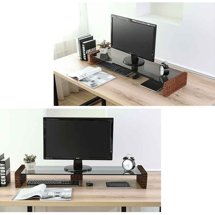 MIT原木手工雕刻強化玻璃增高架 桌上架 螢幕架 主機架 展示架 置物架