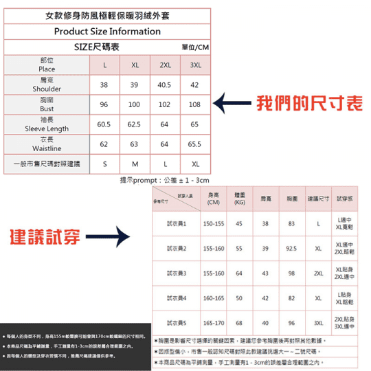 輕薄保暖立領羽絨棉外套