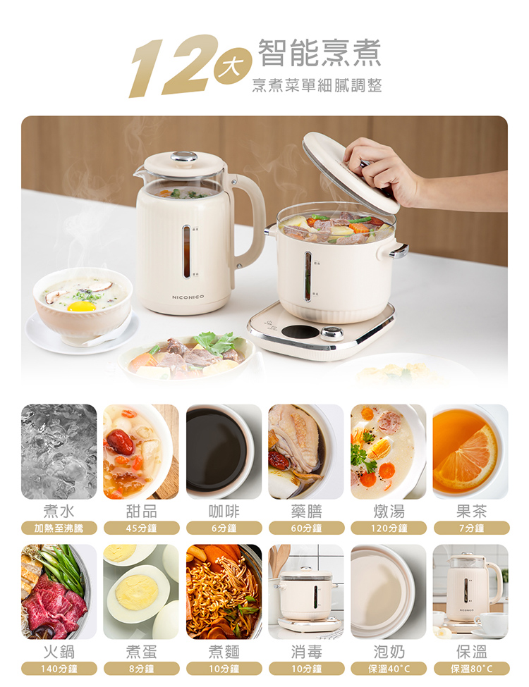 【NICONICO】樂活玻璃料理鍋組 電火鍋 美食鍋  NI-SET2313