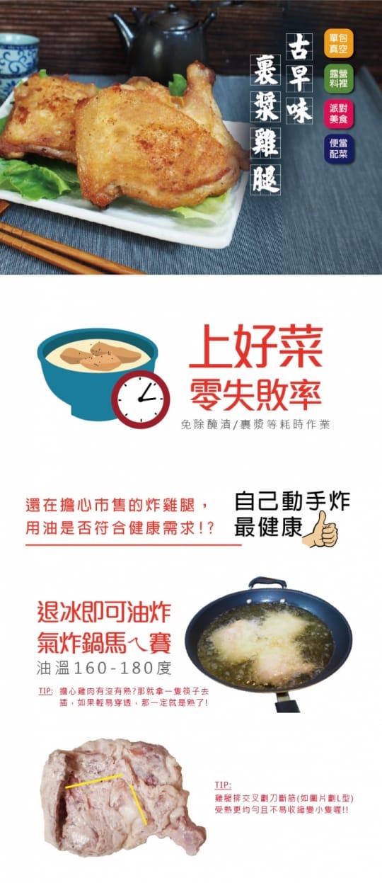 【富統食品★單包真空】古早味裹漿大雞腿