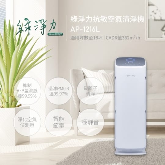【KO病毒99.99%】綠淨力立式空氣清淨濾網