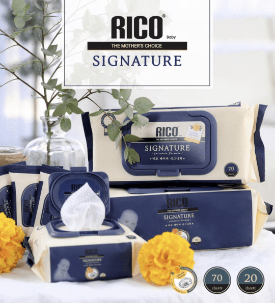 【RICO baby】韓國金盞花有機特厚款濕巾Signature70片x12包
