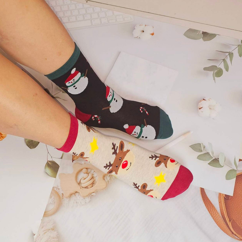 【凱美棉業】MIT台灣製 可愛純棉聖誕襪 耶誕襪 聖誕禮物 -聖誕撞色款