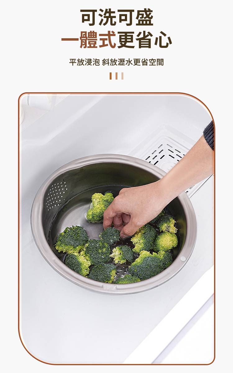 多功能304不鏽鋼洗米神器斜底瀝水盆