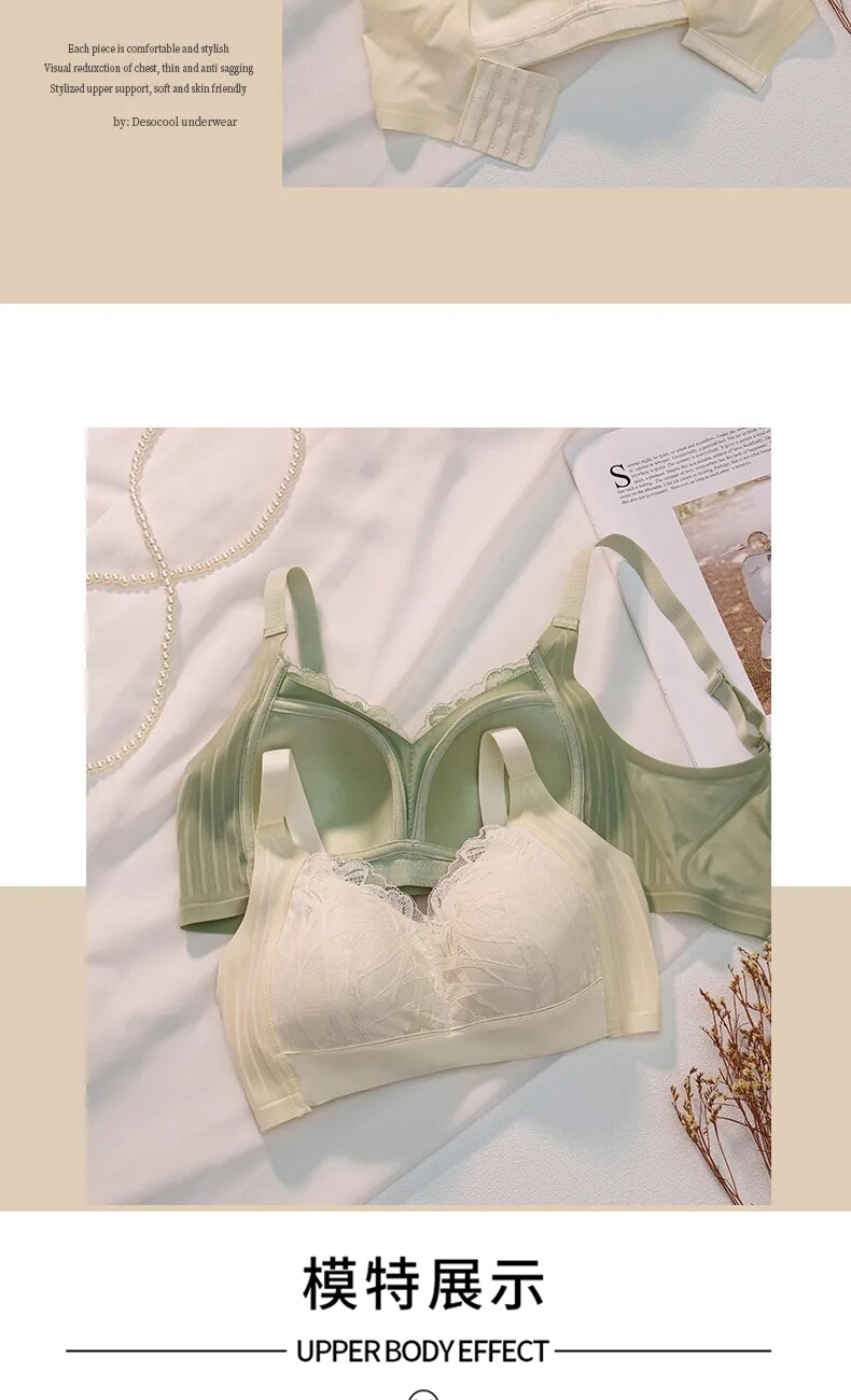全罩杯果凍三明治薄款蕾絲無鋼圈內衣  M-3XL 3色可選