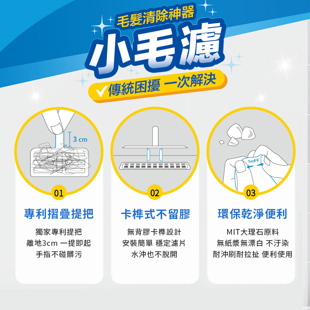 SoFF小毛濾排水孔毛髮清理網